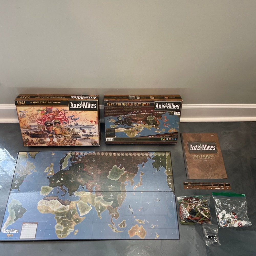 Axis & Allies 1941 WWII Strategy Board Game Avalon Hill Complete Boxed Set
